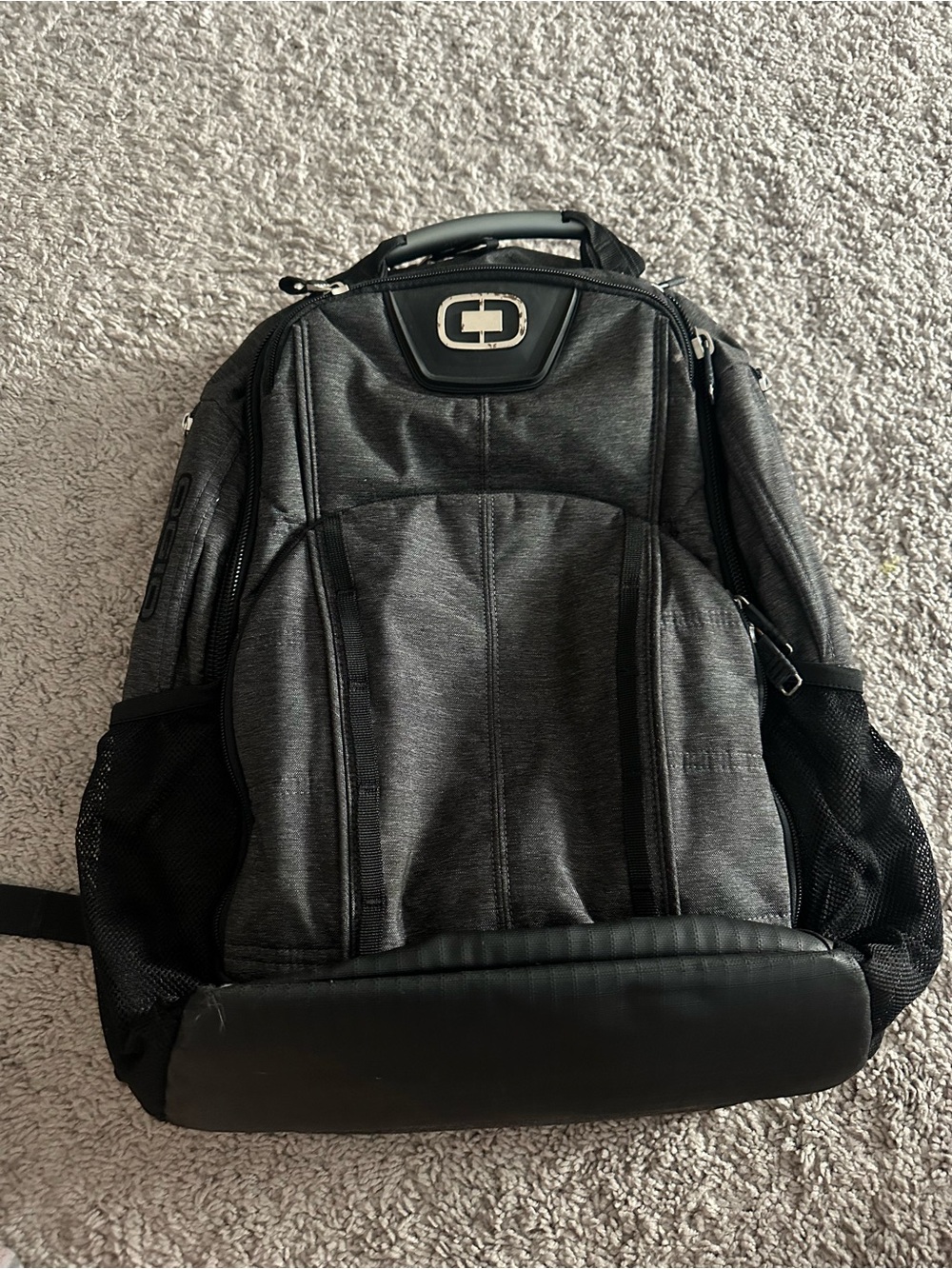 OGIO Men's Black and Gray Travel Backpack with Padded Base